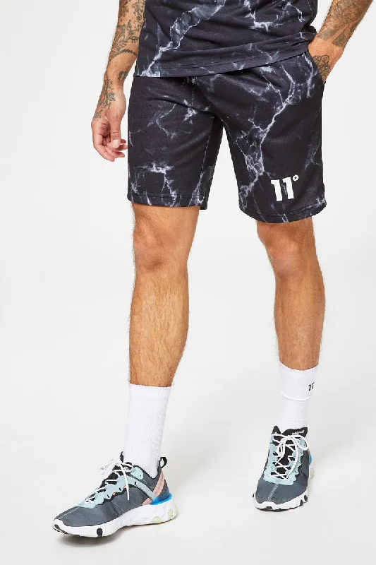 Marble Print Shorts - Black