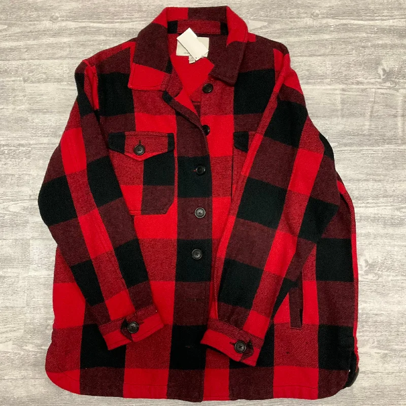 Jacket Shirt By Lucky Brand In Black & Red, Size: Petite   S