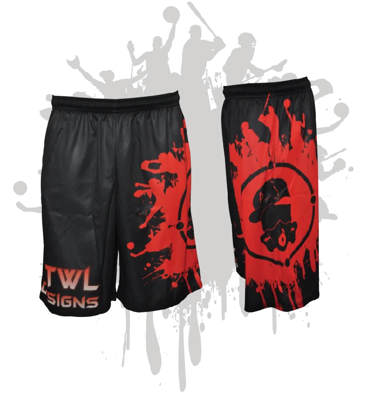 Splatter Splash Mens Full Dye Shorts Black/Red