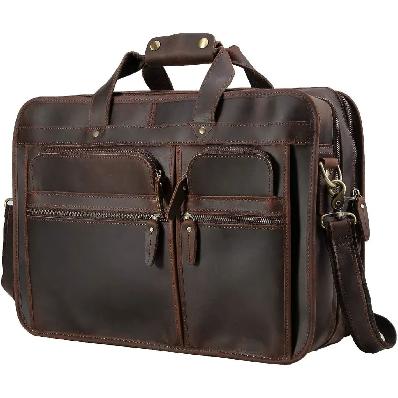 RetroRove Vintage Leather Laptop Briefcase