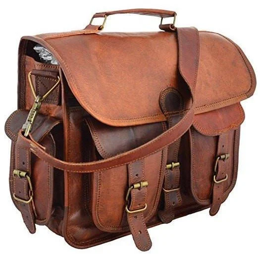 Handmade Brown Vintage Leather Briefcase Bag