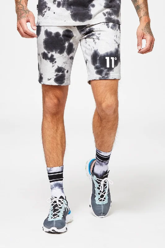 Tie Dye Sweat Shorts - White / Black