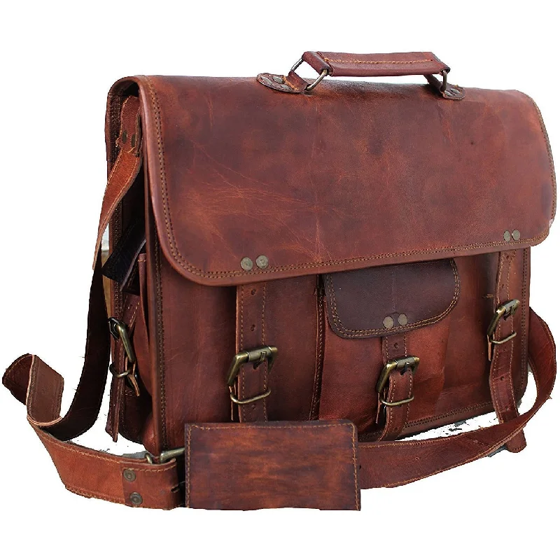 Men Handmade Vintage Laptop Leather Briefcase