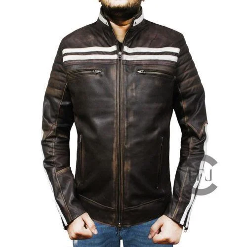 Retro Motorcycle Genuine Handmade Leather Jacket for Men