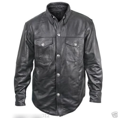 Men's Genuine Lambskin Leather Shirt Jacket MSH002