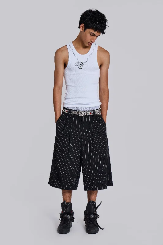 Black Pinstripe Goliath Shorts