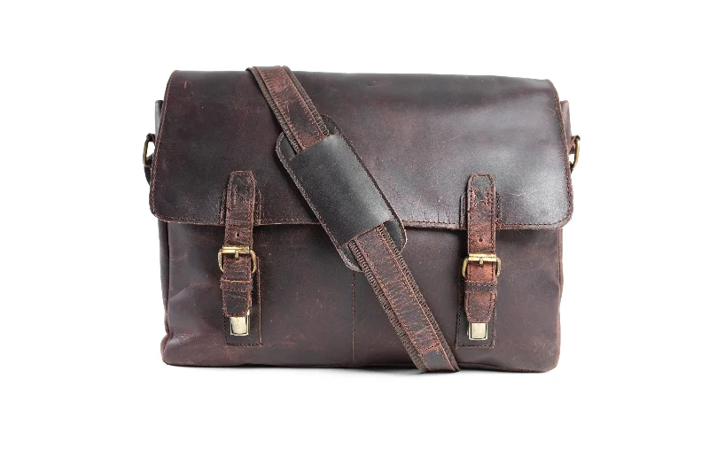 Dark Brown Leather Messenger Bag