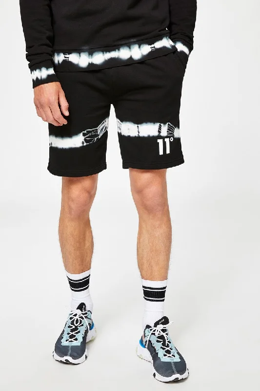 Tie Dye Sweat Shorts - Black / White