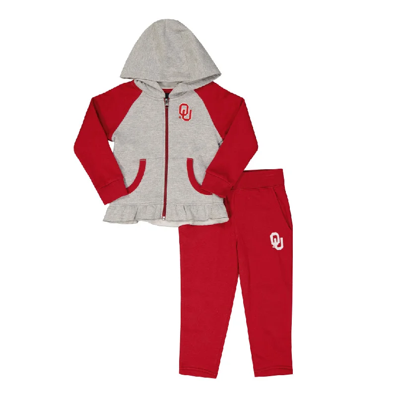 Girls' (Toddler) Oklahoma Sooners Lil Champ Full Zip Set (K446KH 91N)