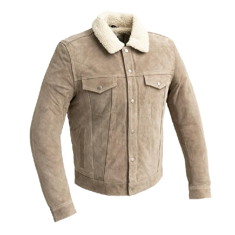 Luke - Men's Shearling Cow Suede Jacket (Taupe)