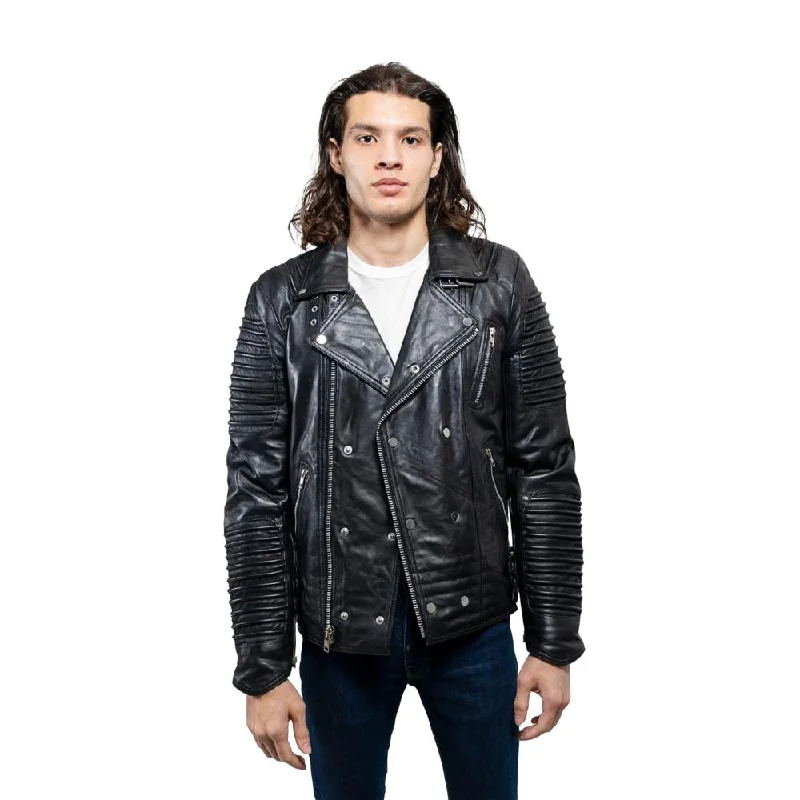 Brooklyn - Men's Fashion Lambskin Leather Jacket (Black)