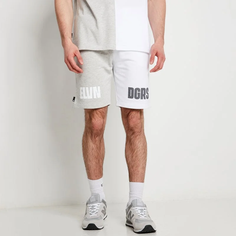 Cut & Sew Relaxed Fit Sweat Shorts - White / Grey Marl