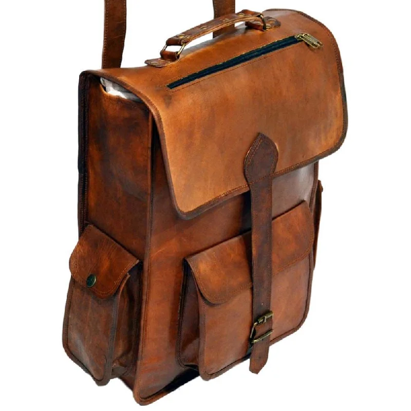 Large Handmade Leather School Bag Laptop School Backpack