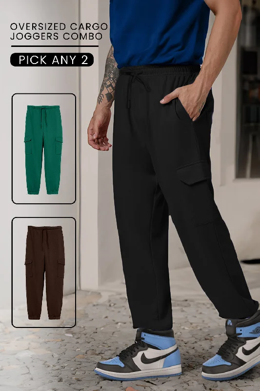 Pick any 2 |Plain baggy Fit Cargo Joggers Combo