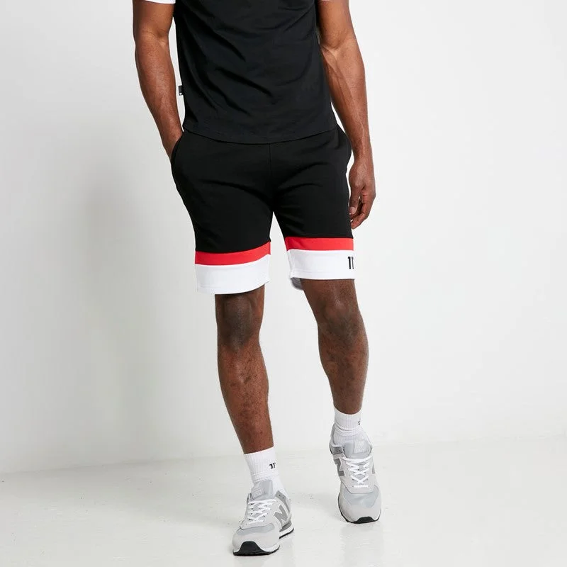 Neo Triple Panel Sweat Shorts - Black / White / Fiery Red