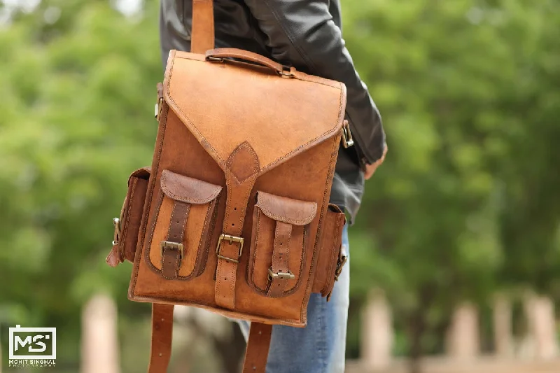 Leather Gym Backpack 16"