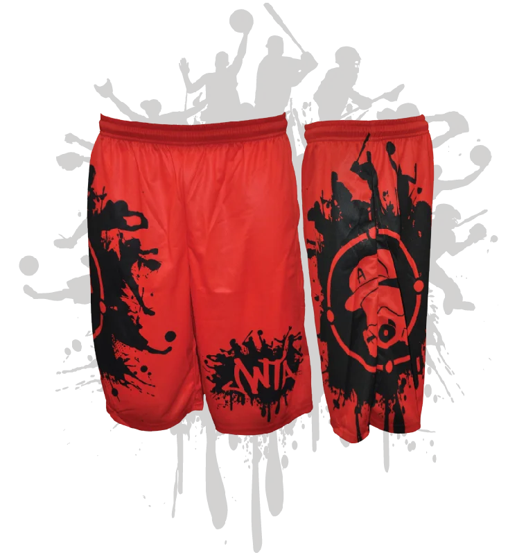 Splatter Splash Mens Full Dye Shorts Red/Black