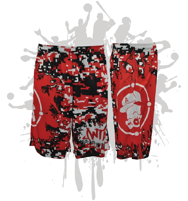 Splatter Splash Digital Camo Mens Full Dye Shorts Red/Navy/White