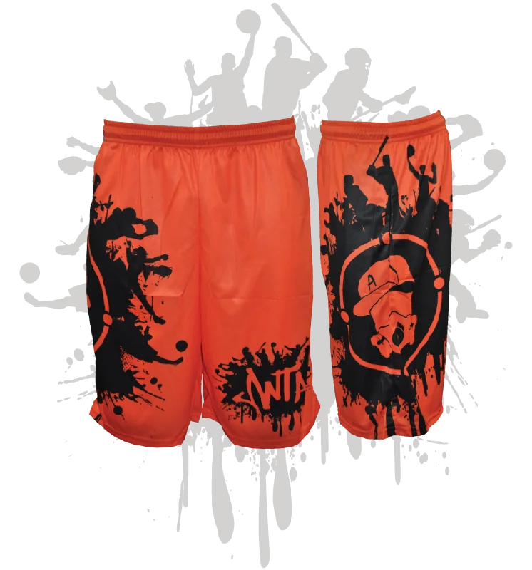 Splatter Splash Mens Full Dye Shorts Orange/Black