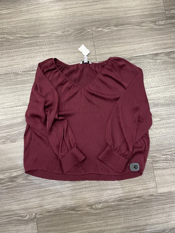 Top Long Sleeve By Nine West In Maroon, Size: 2x