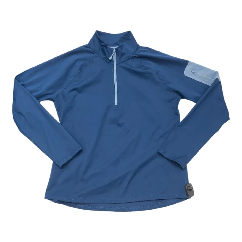 Athletic Top Long Sleeve Collar By Cmc In Blue, Size: L