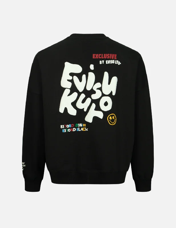 Multiple Logo PU Print Oversized Sweatshirt