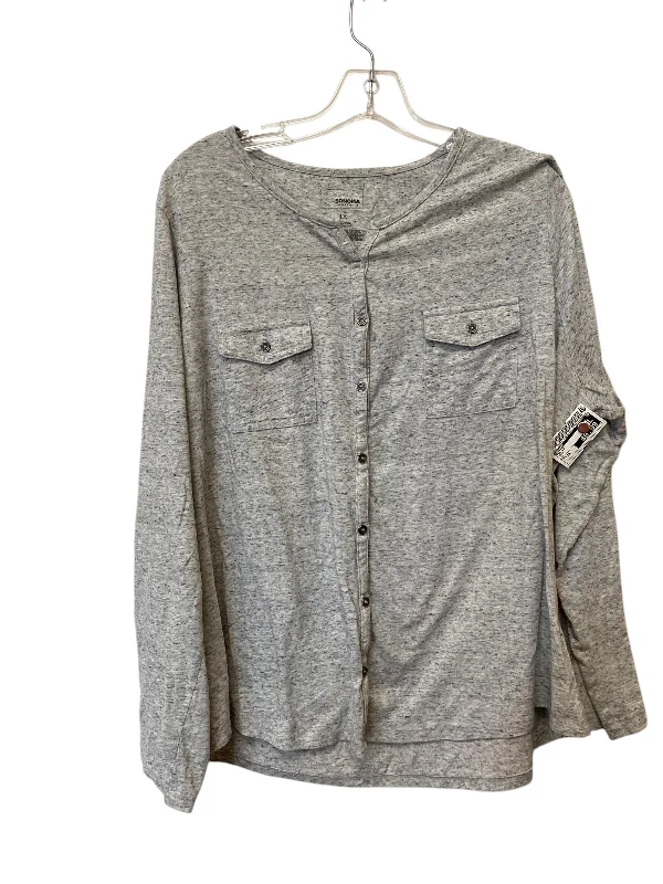 Top Long Sleeve By Sonoma In Grey, Size: 1x