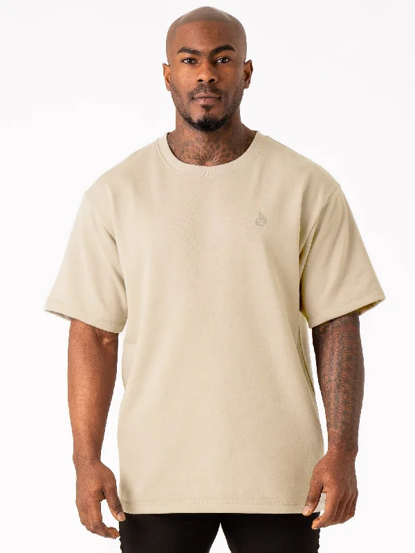 Throwback Fleece Oversized T-Shirt - Stone