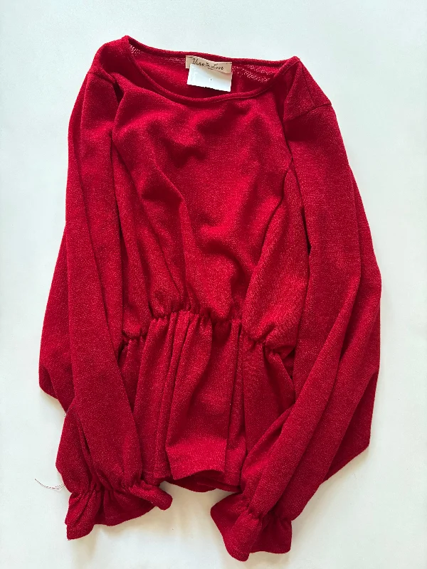 Top Long Sleeve By Vine & Love In Red, Size: L