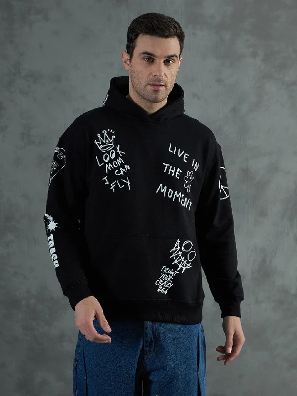 Black Graffiti Oversized Hoodie