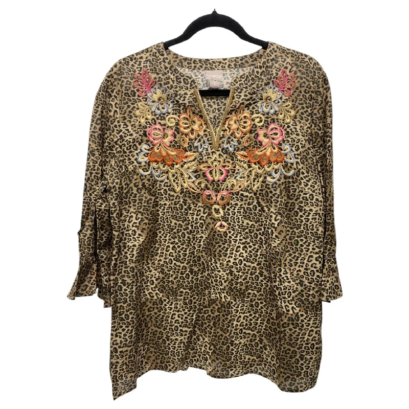 Top 3/4 Sleeve By Chicos In Animal Print, Size: M