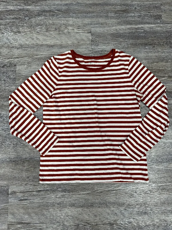 Top Long Sleeve Basic By Madewell In Red & White, Size: S