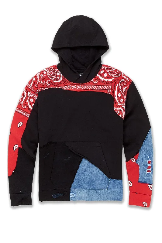 Big Men's Paisley Pullover Hoodie (Crimson)