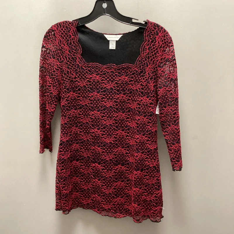 Top 3/4 Sleeve By Christopher And Banks In Red, Size: M