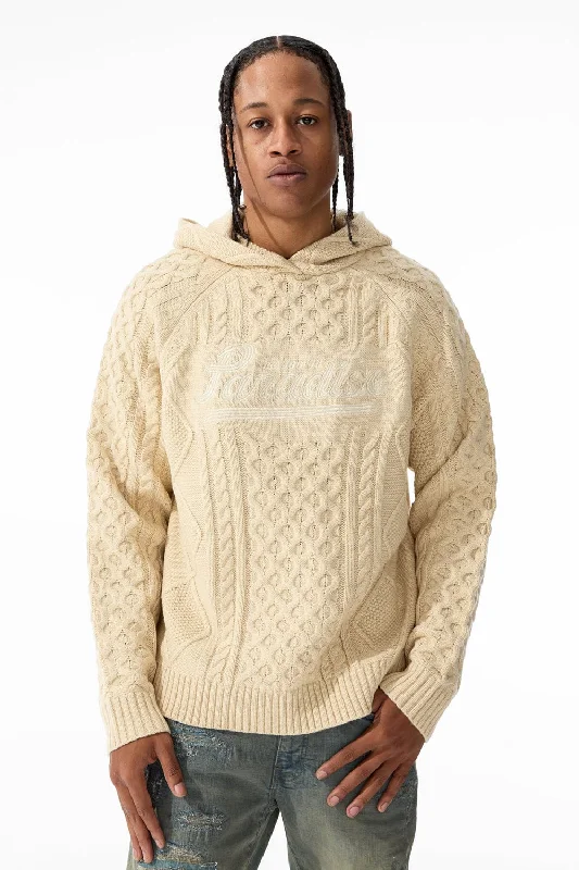 Cable Knit Hooded Sweater (Cream)