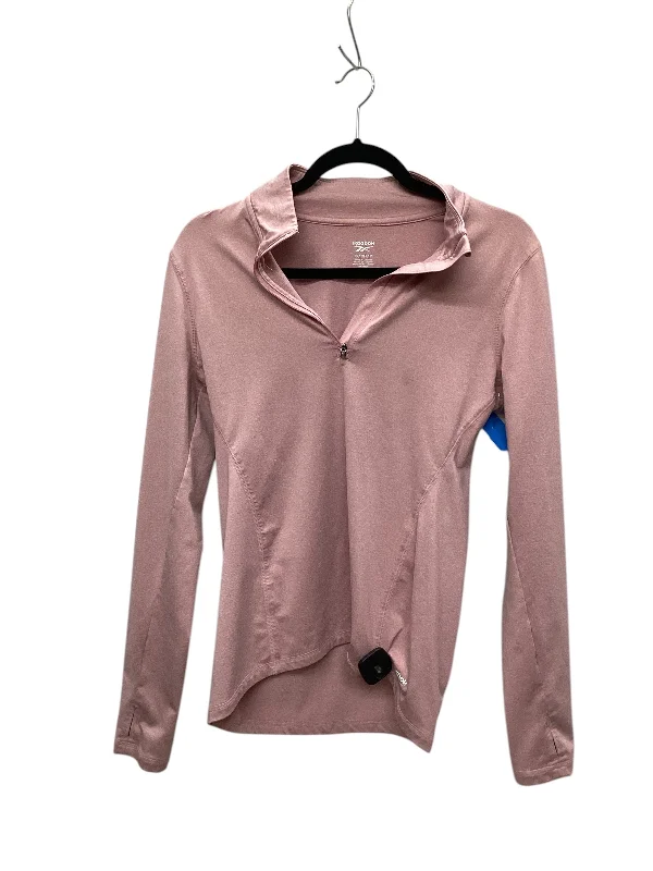 Athletic Top Long Sleeve Collar By Reebok In Pink, Size: S