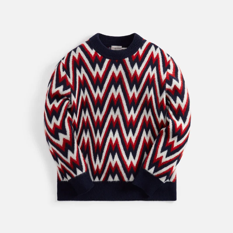 Moncler Crew Neck Carded Wool - Red / Blue