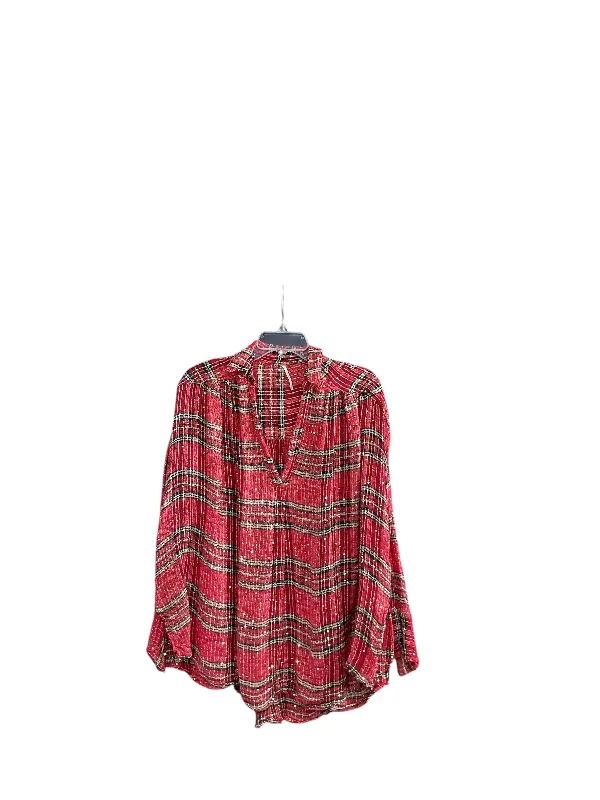 Top Long Sleeve By Free People In Black & Red, Size: S