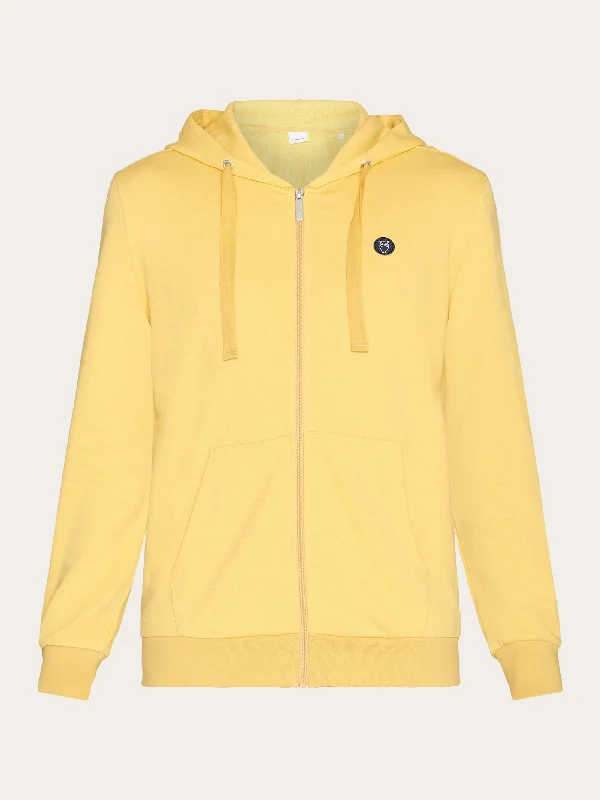 Zip hood kangaroo badge sweat - Misted Yellow