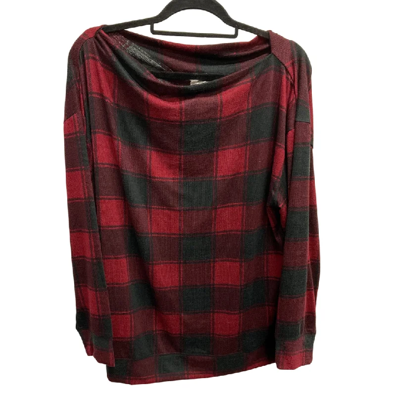 Top Long Sleeve By Maurices In Black & Red, Size: 1x