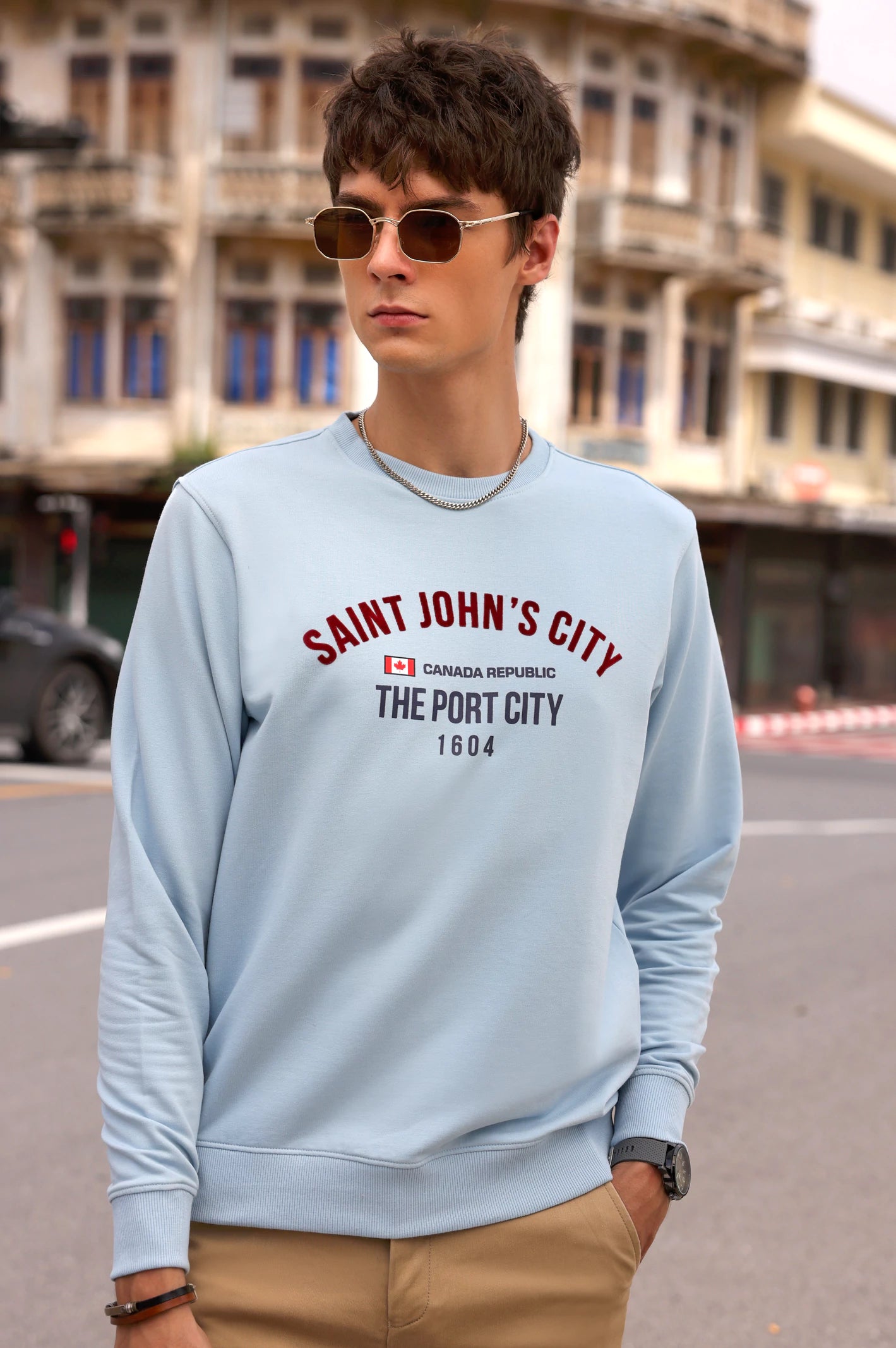 Ice Blue Statement Printed Sweatshirt