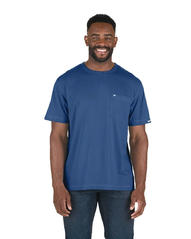 Berne Mens Performance Pocket Blue Cotton Blend S/S T-Shirt