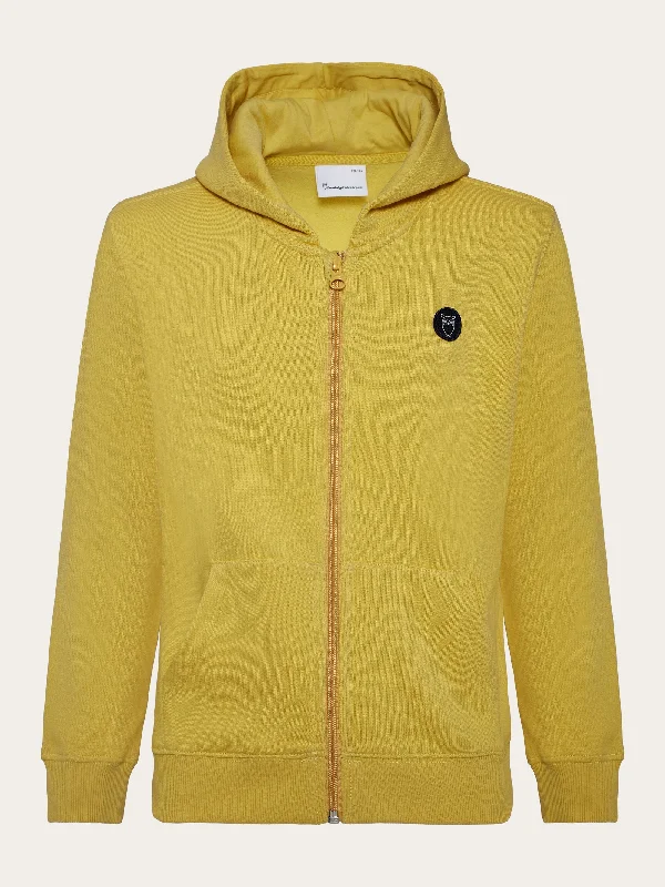 Badge zip hood sweat - Misted Yellow