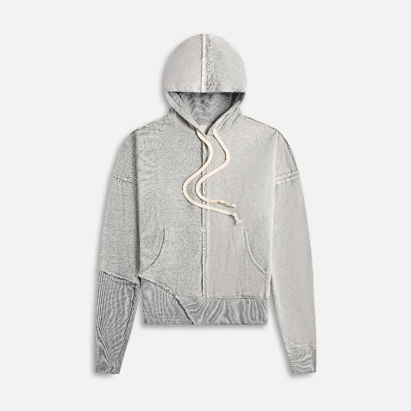 Greg Lauren Mixed Heather Ribbed Hoodie - Grey