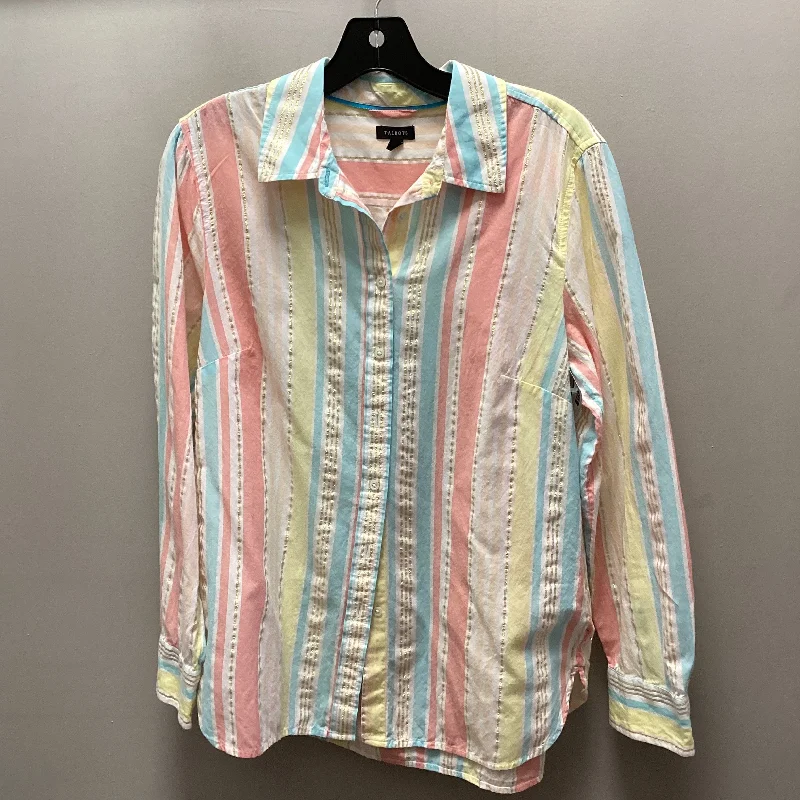 Top Long Sleeve By Talbots In Pink & Yellow, Size: M