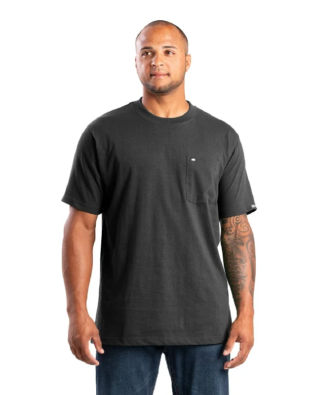 Berne Mens Highland Heavyweight Pocket Black 100% Cotton S/S T-Shirt