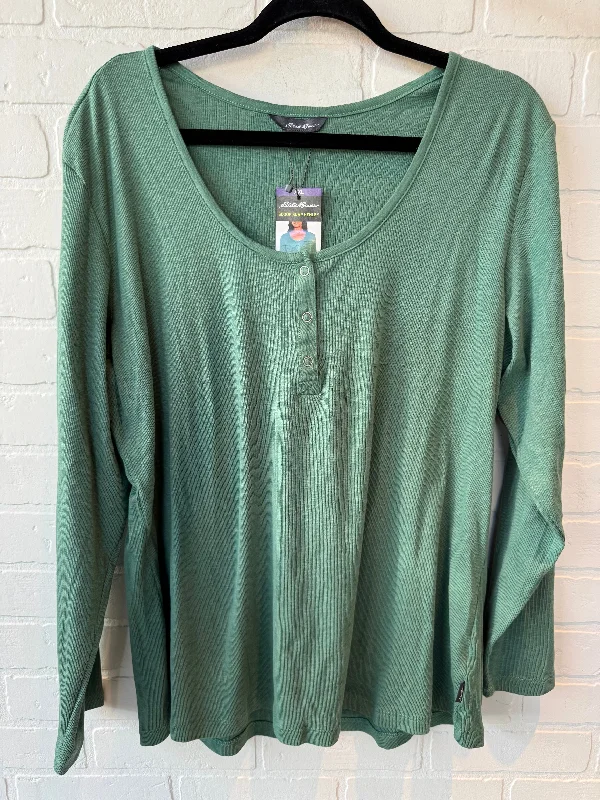 Top Long Sleeve By Eddie Bauer In Green, Size: Xxl