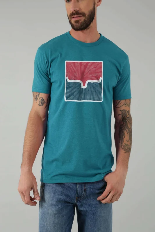 Kimes Ranch Mens Space Dye Teal Cotton Blend S/S T-Shirt