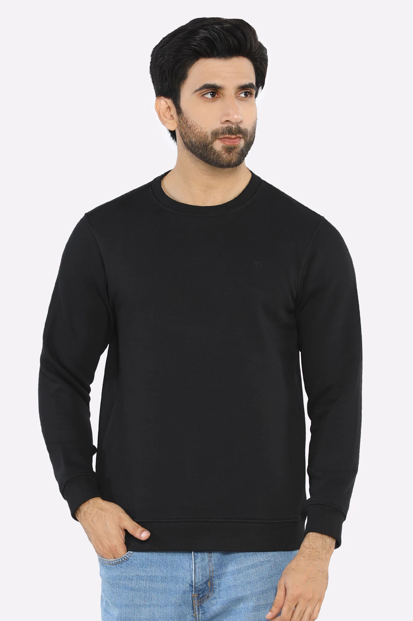 Black Round Neck Sweatshirt