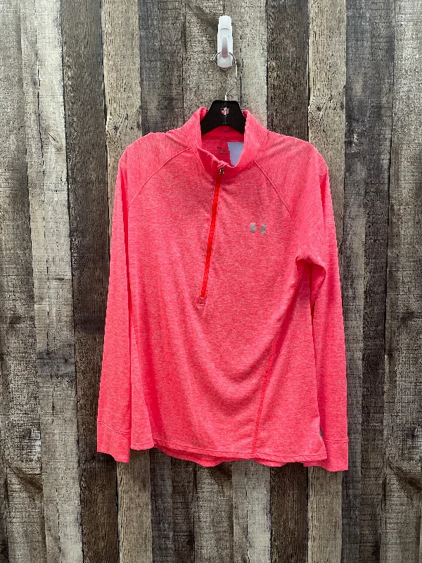 Athletic Top Long Sleeve Collar By Under Armour In Pink, Size: L